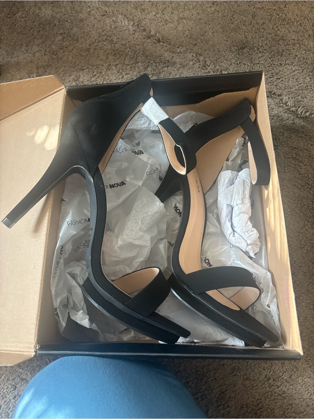 Fashion Nova Black High Heel Open-Toe - Picture 9 of 10